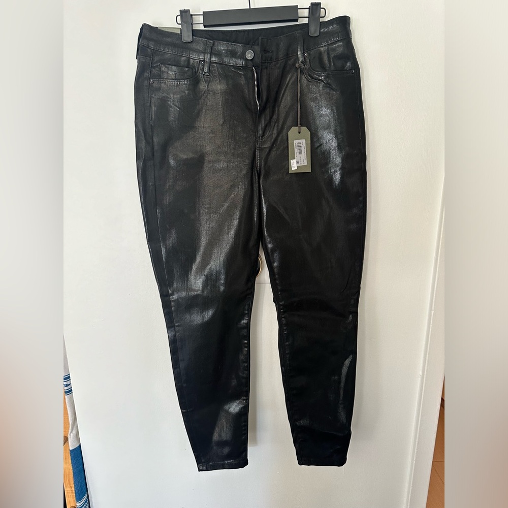 All Saints Alex Coated Black Skinny Jean NWT SZ 32 ankle
